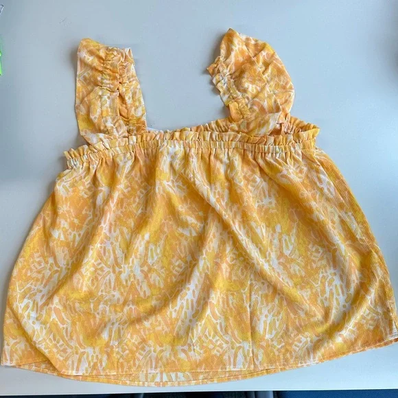 NWT Lularoe Daisy ruffle strap tank top yellow size L - Picture 2 of 7